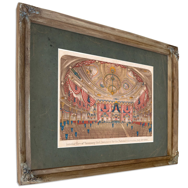 Interior View of Tammany Hall Decorated for the National Convention July 4th — Verdigris Framed Canvas Print | Bella Frye