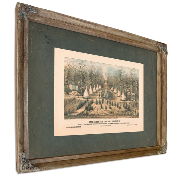 Camp Kelsey Near Annapolis Junction Md 1861 — Verdigris Framed Canvas Print | Bella Frye