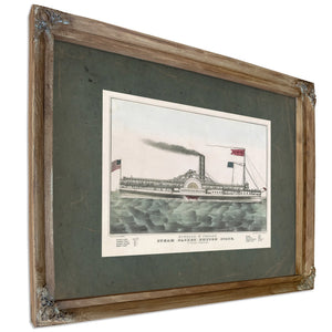 Buffalo Chicago Steam Packet Empire State_ M Hazard Commander 1835 1856 — Verdigris Framed Canvas Print | Bella Frye