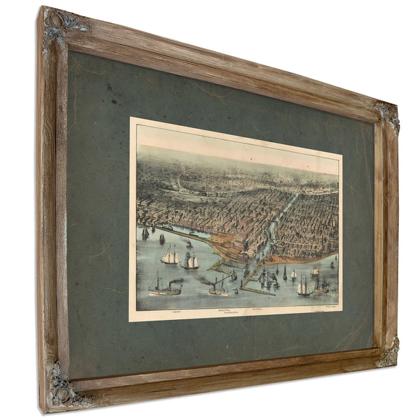 Chicago as it Was — Verdigris Framed Canvas Print | Bella Frye