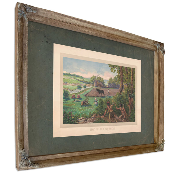 Life of Our Pioneers 1915 — Verdigris Framed Canvas Print | Bella Frye