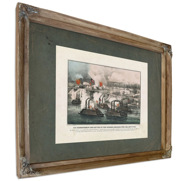 Bombardment and Capture of Fort Hindman Arkansas Post Ark Jany 11th 1863 186 — Verdigris Framed Canvas Print | Bella Frye