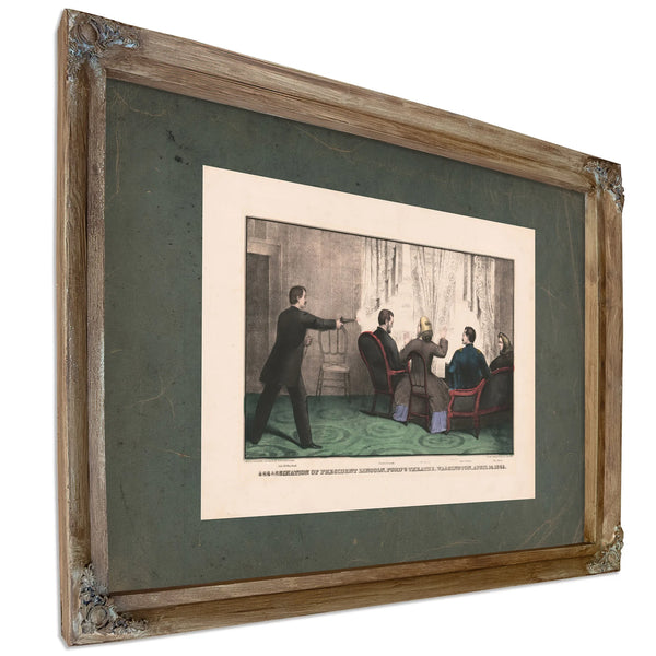 Assassination of President Lincoln Fords Theatre Washington April 14 1865 18 — Verdigris Framed Canvas Print | Bella Frye