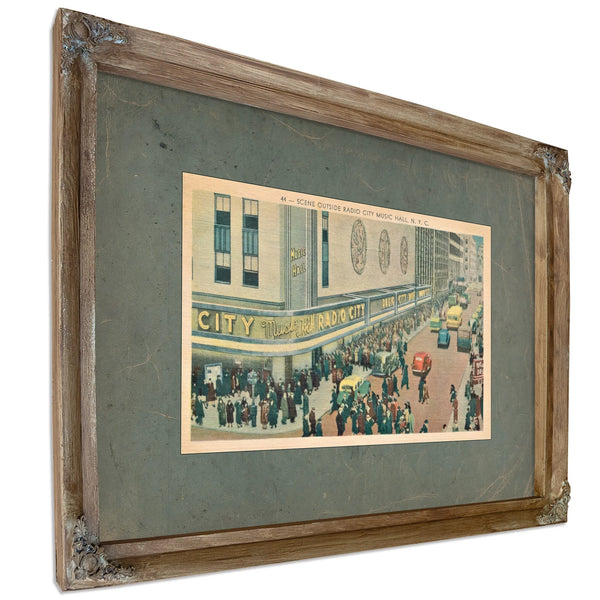 The Grand Marquee Radio Citys Luminous Throng — Verdigris Framed Canvas Print | Bella Frye