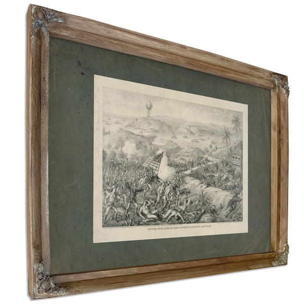 Capture of El Caney El Paso Fortifications of Santiago 1898 — Verdigris Framed Canvas Print | Bella Frye