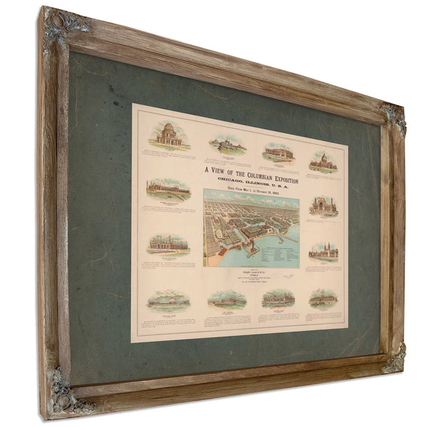 a View of the Columbian Exposition 1892 — Verdigris Framed Canvas Print | Bella Frye