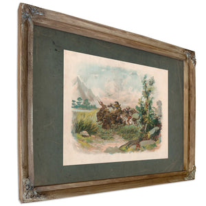 Buffalo Hunt in the Wild West 1897 — Verdigris Framed Canvas Print | Bella Frye