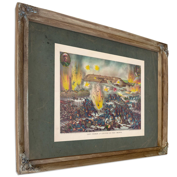 Last Charge and Capture of Port Arthur 19th Century — Verdigris Framed Canvas Print | Bella Frye