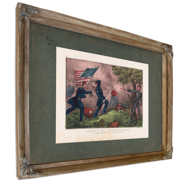 Death of Col Edward D Baker_ at the Battle of Balls Bluff Near Leesburg Va O — Verdigris Framed Canvas Print | Bella Frye