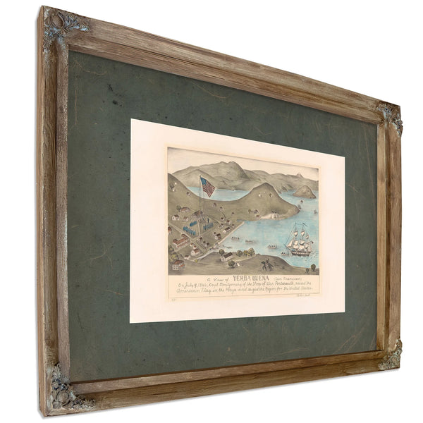 a View of Yerba Buena San Francisco on July 9 1846 1933 — Verdigris Framed Canvas Print | Bella Frye