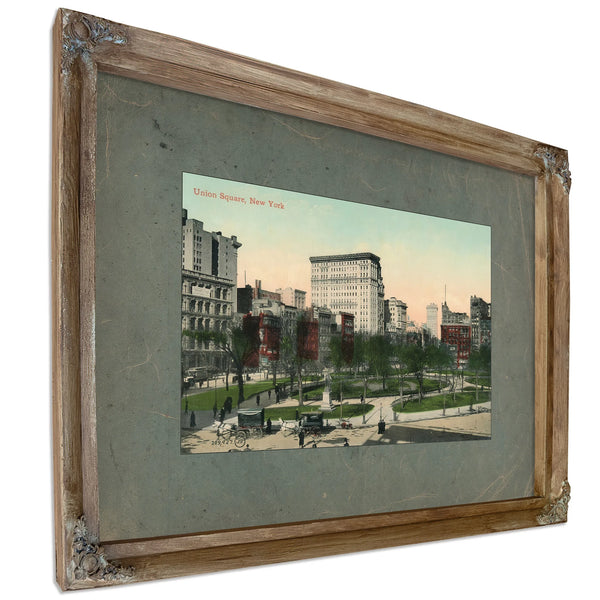 Union Square in Fading Light a Manhattan Memory Suspended in Time — Verdigris Framed Canvas Print | Bella Frye
