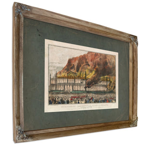 Burning of the New York Crystal Palace_ on Tuesday Oct 5th 1858 1858 — Verdigris Framed Canvas Print | Bella Frye
