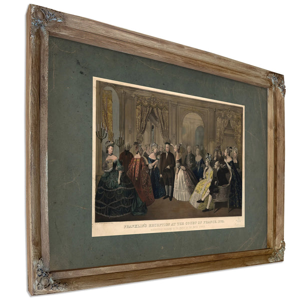 Franklins Reception at the Court of France 1778 Respectfully Dedicated to Th — Verdigris Framed Canvas Print | Bella Frye