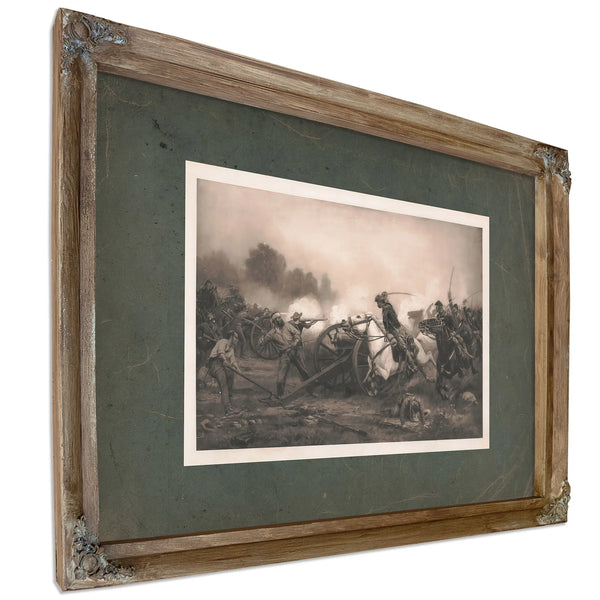 Charging the Guns 1891 — Verdigris Framed Canvas Print | Bella Frye