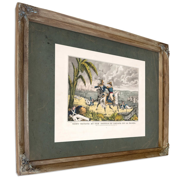 General Taylor at the Battle of Resaca De La Palma Capt May Receiving His or — Verdigris Framed Canvas Print | Bella Frye