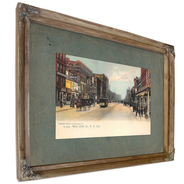 Harlems Gilded Promenade a Vanished Thoroughfare — Verdigris Framed Canvas Print | Bella Frye
