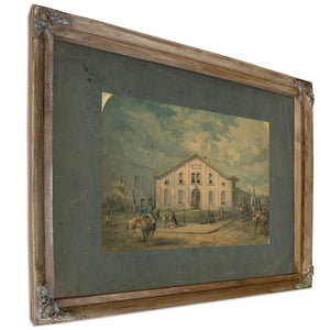 Armory of First City Troop Escorted Washington and Every President Since 186 — Verdigris Framed Canvas Print | Bella Frye