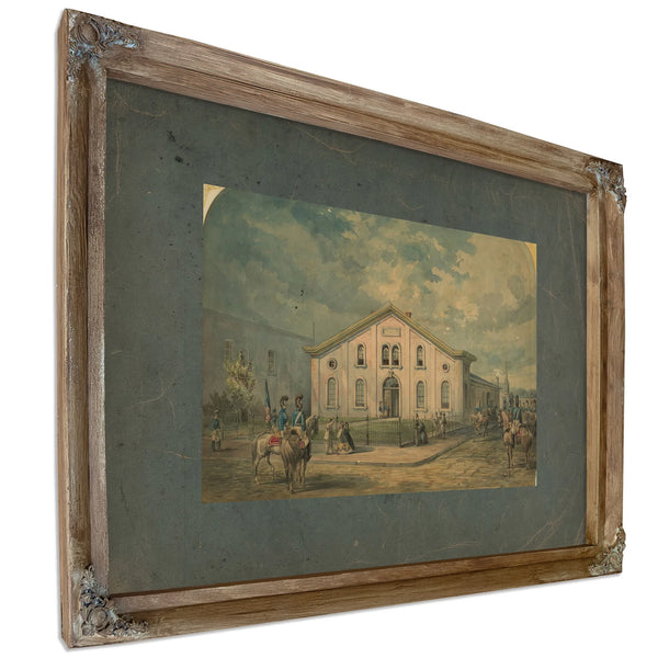 Armory of First City Troop Escorted Washington and Every President Since 186 — Verdigris Framed Canvas Print | Bella Frye