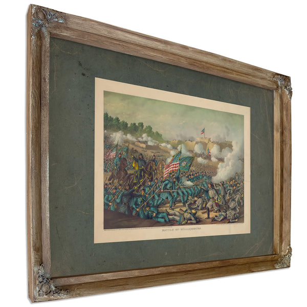 Battle of Williamsburggen Hancocks Charge May 5 1862 Union Gen Mcclellan Con — Verdigris Framed Canvas Print | Bella Frye
