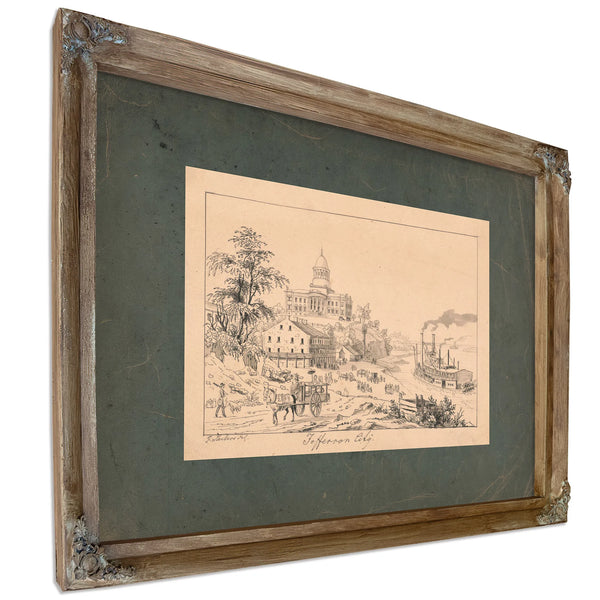 Jefferson City 1844 185 — Verdigris Framed Canvas Print | Bella Frye