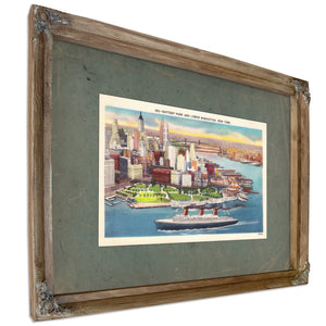 Harbor of Ambition Lower Manhattans Gilded Gateway — Verdigris Framed Canvas Print | Bella Frye