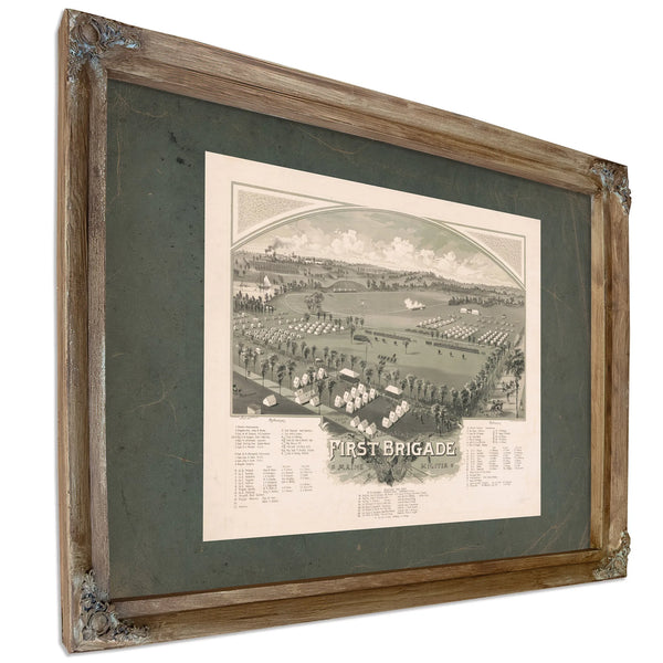 Encampment of First Brigade Maine Volunteer Militia 1885 — Verdigris Framed Canvas Print | Bella Frye