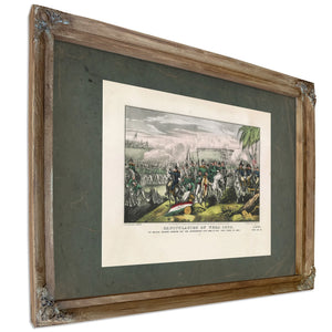 Capitulation of Vera Cruz the Mexican Soldiers Marching Out and Surrendering — Verdigris Framed Canvas Print | Bella Frye