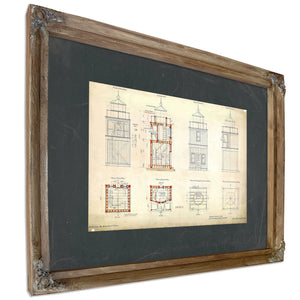 The Keepers Blueprint Fort Carroll Light Station Technical Drawings — Verdigris Framed Canvas Print | Bella Frye