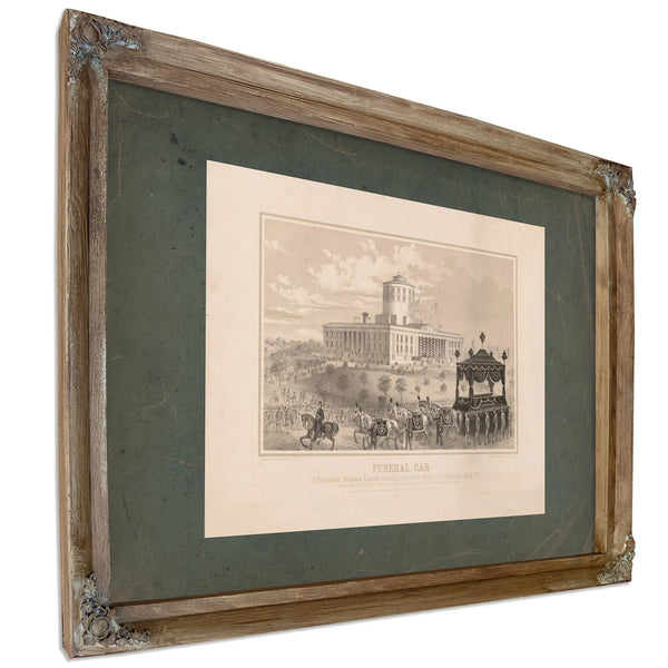 Funeral Car of President Abraham Lincoln Passing the State House at Columbus — Verdigris Framed Canvas Print | Bella Frye