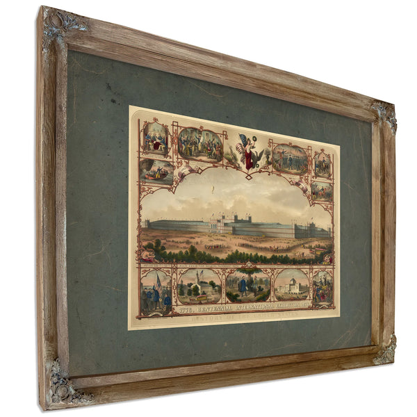 1776 Centennial International Exhibition 1876 History of the United States 18 — Verdigris Framed Canvas Print | Bella Frye
