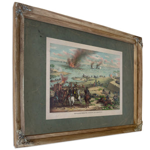Battle Between the Monitor and Merrimacfought March 9th 1862 at Hampton Road — Verdigris Framed Canvas Print | Bella Frye