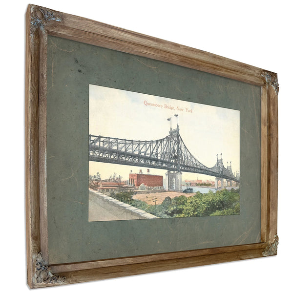 The Iron Crossing at Blackwells Island — Verdigris Framed Canvas Print | Bella Frye