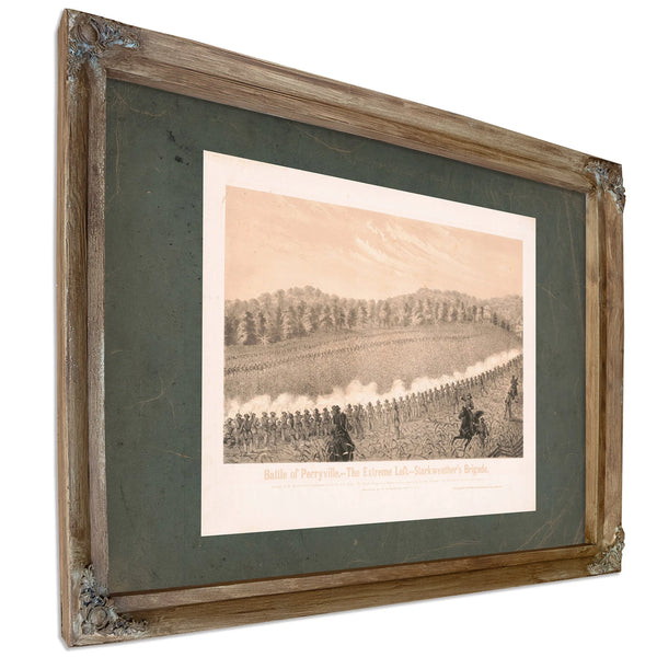 Battle of Perryvillethe Extreme Left Starkweathers Brigade 19th Century — Verdigris Framed Canvas Print | Bella Frye