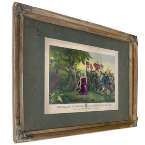 First Landing of Columbus on the Shores of the New World_ at San Salvador Wi — Verdigris Framed Canvas Print | Bella Frye