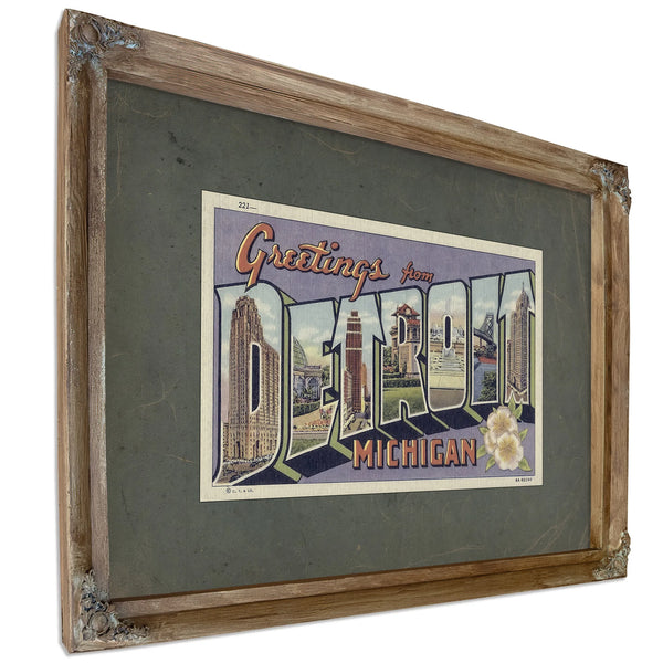 Michigan Detroit — Verdigris Framed Canvas Print | Bella Frye