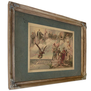 Depiction of Chicago Worlds Fair in Lower Left Allegorical Figures on the Ri — Verdigris Framed Canvas Print | Bella Frye