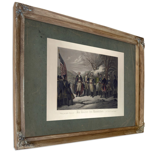 General Washington Standing With Johann De Kalb Baron Von Steuben Kazimierz — Verdigris Framed Canvas Print | Bella Frye