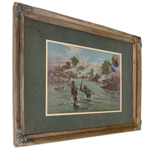 Col Funston and 2th Kansas Volunteers Crossing the River at Calumpit April — Verdigris Framed Canvas Print | Bella Frye