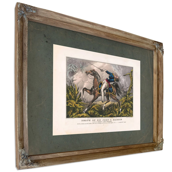 Death of Colonel John J Hardin of the 1st Regiment Illinois Volunteers 1847 — Verdigris Framed Canvas Print | Bella Frye