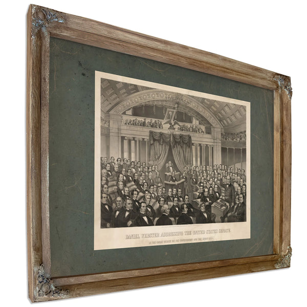 Daniel Webster Addressing the United States Senate in the Great Debate of Th — Verdigris Framed Canvas Print | Bella Frye