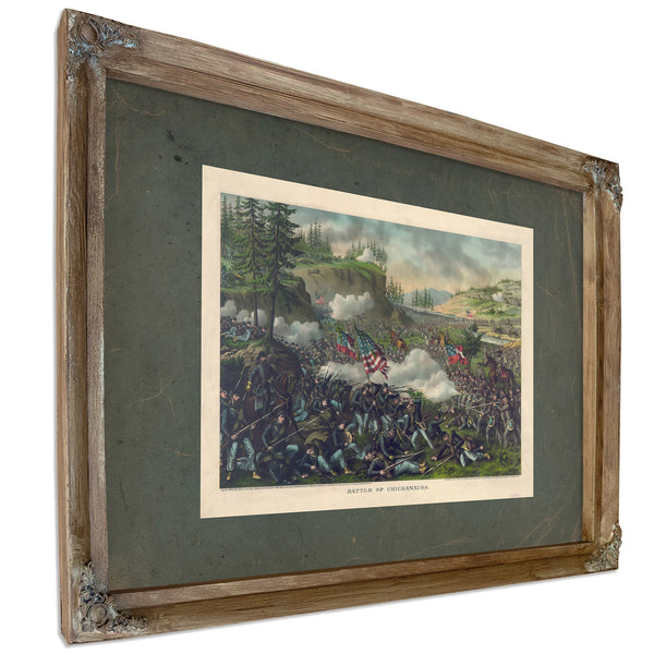 Battle of Chickamaugasept 19 2 1863federal Gen Rosecrans Com Confederate G — Verdigris Framed Canvas Print | Bella Frye