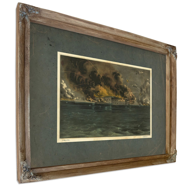 Bombardment of Fort Sumter Charleston Harbor_ 12th 13th of April 1861 1861 — Verdigris Framed Canvas Print | Bella Frye
