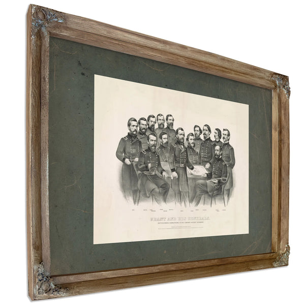 Grant and His Generals Distinguished Commanders in the Campaign Against Rich — Verdigris Framed Canvas Print | Bella Frye