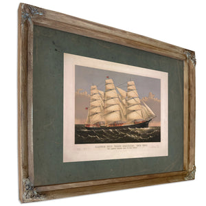 Clipper Ship Three Brothers 2972 Tons_ the Largest Sailing Ship in the World — Verdigris Framed Canvas Print | Bella Frye
