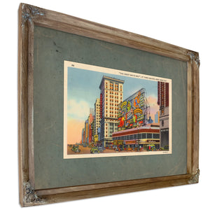 Electric Dreams of the Great White Way Times Square Nocturne — Verdigris Framed Canvas Print | Bella Frye