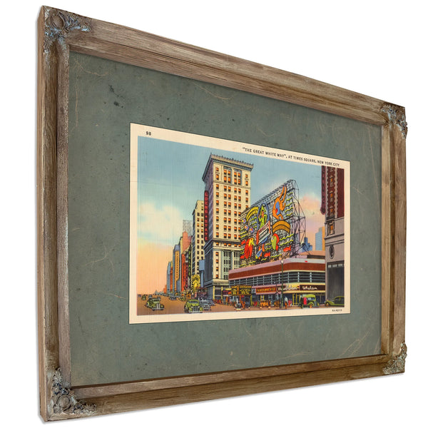 Electric Dreams of the Great White Way Times Square Nocturne — Verdigris Framed Canvas Print | Bella Frye