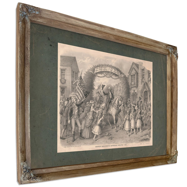 George Washington Entering Trenton 1789 197 — Verdigris Framed Canvas Print | Bella Frye