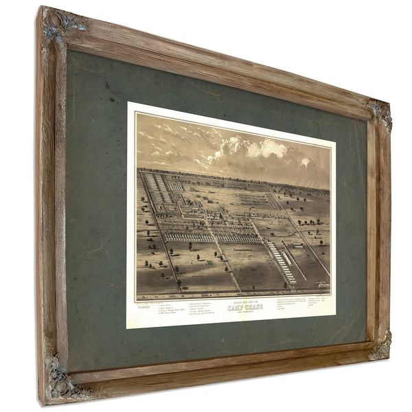 Birds Eye View of Camp Chase Near Columbus Ohio 186s — Verdigris Framed Canvas Print | Bella Frye