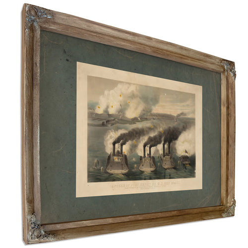 Capture of Fort Henry by Us Gun Boats Under the Command of Flag Officer Foot — Verdigris Framed Canvas Print | Bella Frye