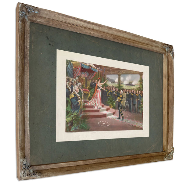 Americas Welcome to Dewey 1899 — Verdigris Framed Canvas Print | Bella Frye